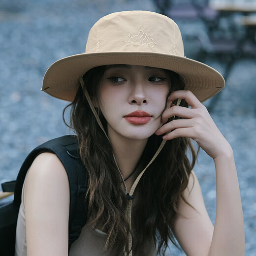 CARNEGIE&KEITH遮阳帽女户外登山帽女防晒渔夫帽女士大帽檐防紫外线西部牛仔帽男 卡其色（高颜值ck风礼盒装）