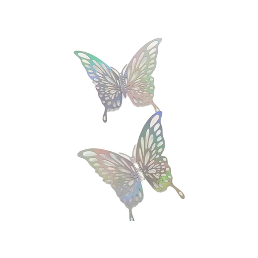 Star rudder 3D colorful hollow butterfly decorative wall stickers laser silver butterflies 2 sets/24 pieces assembled with glue dispensing