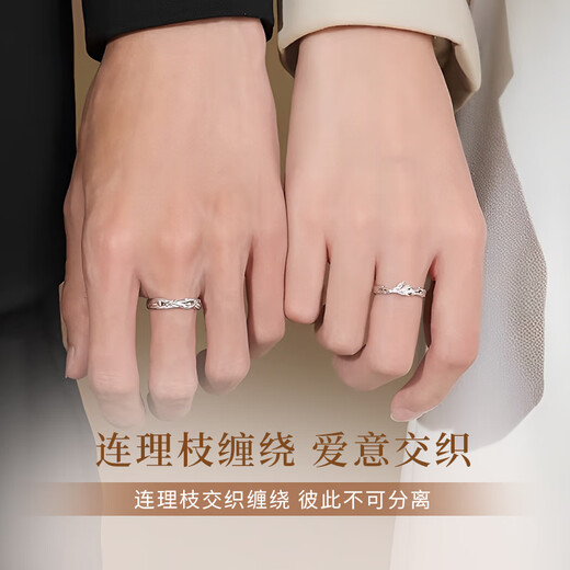 ALLOVE Lian Lizhi Couple Ring Men's and Women's Sterling Silver Proposal Ring Birthday Gift for Girlfriend and Wife Practical Wedding Gift