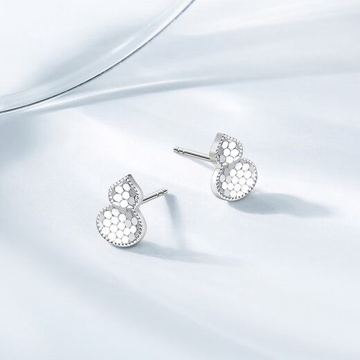 Chao Acer Hulu Fulu Platinum Earrings for Women PT950 Mirror Flash Earrings Birthday Gift for Women Priced One Pair (Free Silicone Ear Plugs), Labor Cost 300 Yuan 2.05g