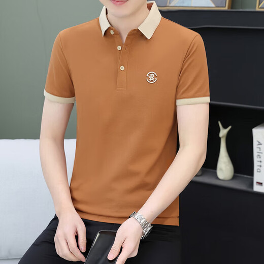 The same style men's summer thin lapel men's short-sleeved T-shirt trendy ice silk POLO shirt Paul casual shirt Black QY719 M 100-120Jin [Jin equals 0.5 kg]