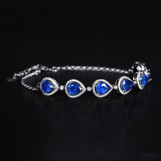HEEKAIYI Sapphire Bracelet for Women Royal Blue 18K Gold Diamond Bracelet Chinese Valentine's Day Birthday Gift for Wife and Girlfriend Selected 4.58 Carat/Royal Blue/Double Certificate