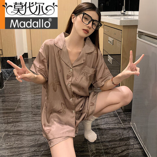 莫代尔国风睡衣女款夏季冰 丝短袖2025年新款夏天可外穿薄款真丝家居服 BS13077#蝴蝶 M