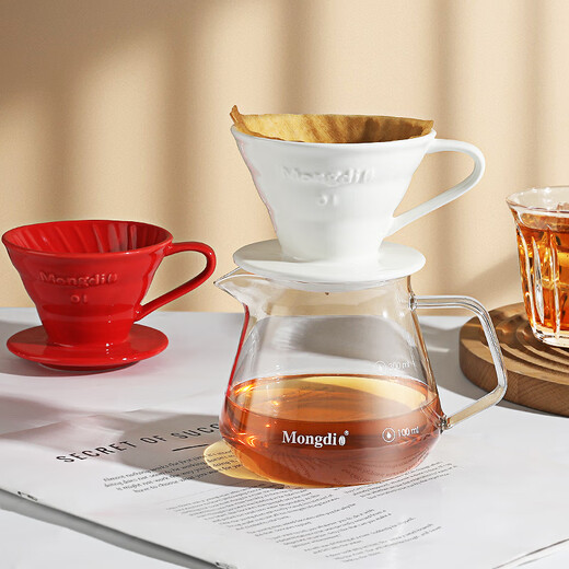 Mongdio hand-brewed coffee ceramic filter cup v60 filter funnel coffee filter No. 01 white