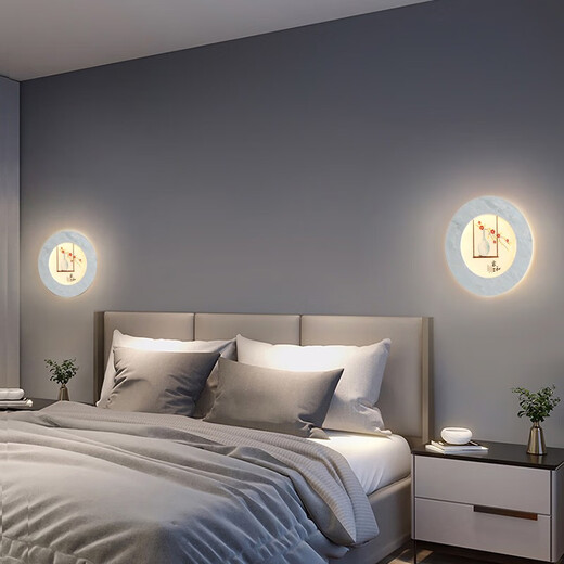 Rui Ya Yi Ge 2025 Neue nordische Hauptschlafzimmer-Wandlampe, Nachttischlampe, modernes, einfaches Wohnzimmer, Hintergrundwand, Raum, chinesische Treppenlampe, 9898, blauer Schwan, warmes Licht