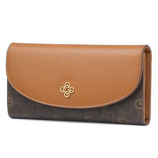 Goldlion Women's Bag Autumn New Women's Wallet Long Wallet Retro Print Clutch Coin Purse Women Brown Brown