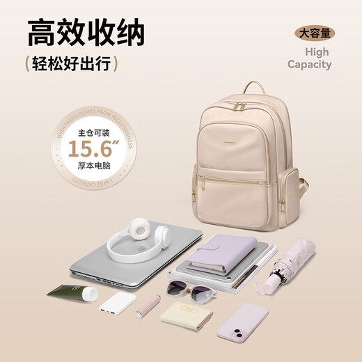POLO双肩包女大容量背包女15.6英寸电脑包轻便出差旅行书包生日礼物