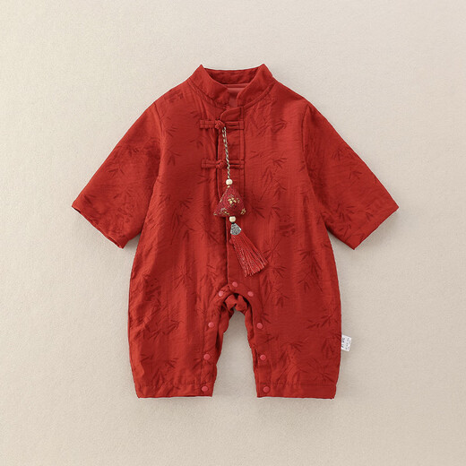 G.duck little yellow duck baby clothes spring and autumn newborn one-piece Chinese style full moon 100-day baby boy one-year-old dress red + sachet 66cm 66 size 0-3 months recommended baby 4-6 kg