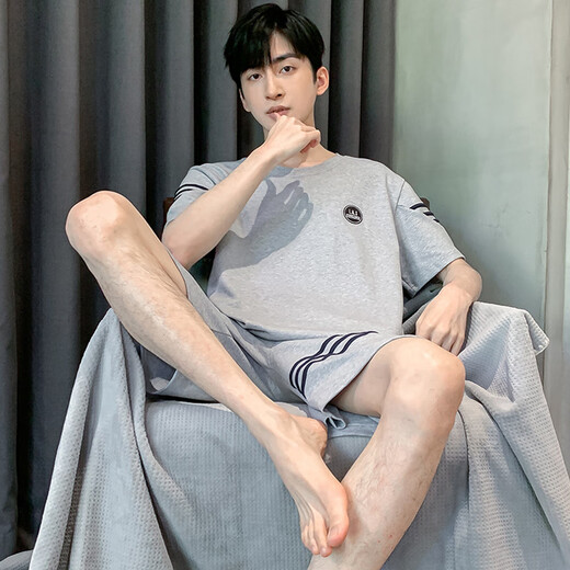 木笛箫睡衣男夏季短袖短裤棉质青少年初中学生套装男款家居服胖子 HDE9928 L