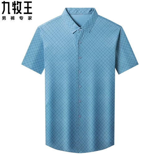 九牧王（JOEONE）男装短袖衬衫男士桑蚕丝夏季免烫抗皱透气商务休闲薄款衬衣 9221#灰色 薄款 S 165/84A体重95-105斤