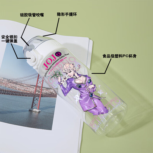 Shantou Lincun JOJO's Bizarre Adventure peripherer Wasserbecher für Jungen Anime zweidimensionaler Sommer-Kunststoff-Strohbecher für männliche Studenten FF3524JOJO Stroh-Plastikbecher 580 ml