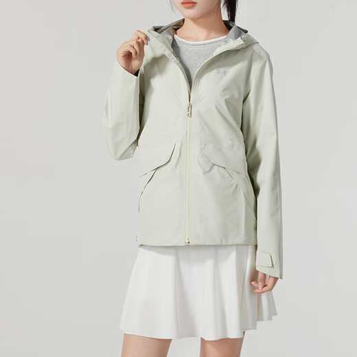 安德玛（Under Armour）UASTORMPROOF纯色连帽拉链设计长袖夹克外套女款绿色 绿色 XS