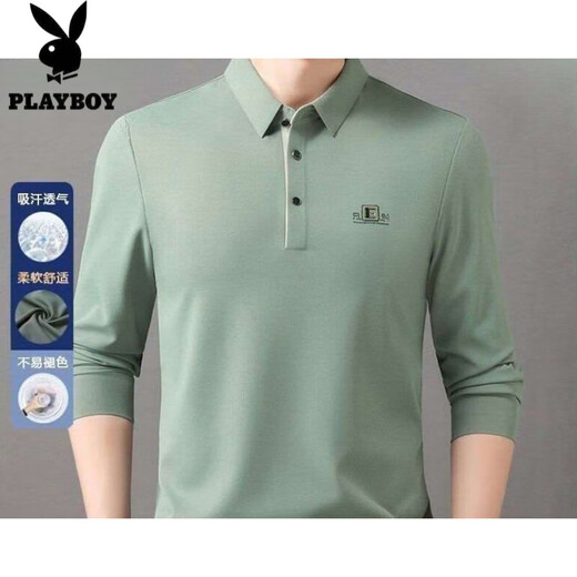 Playboy Spring and Summer New Counter Men's Long Sleeve Lapel Loose T-shirt POLO Middle-aged Business Casual Sweatshirt 9918 Navy [Long Sleeve] L 170 Suggestions 110-130Jin [Jin equals 0.5 kg]