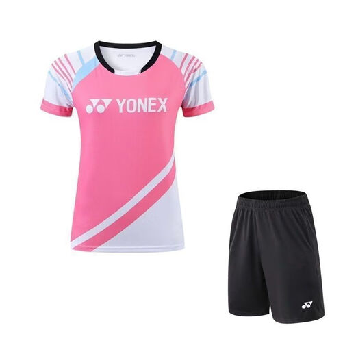 YONEX尤尼克斯2024新款Yy速干羽球服男女短袖套装运动透气比赛训 6296粉色上衣 2XL 女