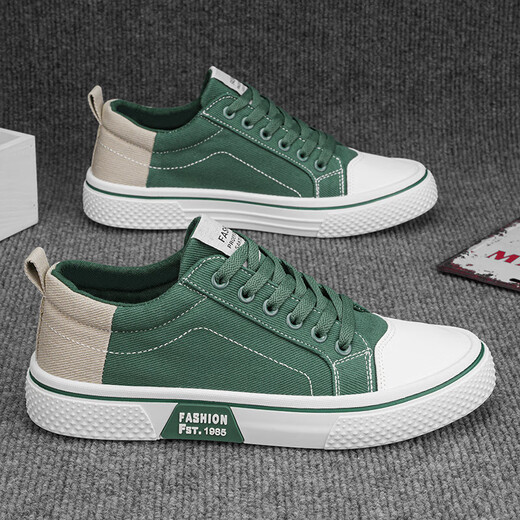 European Pastoral 2025 men's shoes new trendy casual canvas shoes men's summer breathable board shoes versatile soft sole K22 green 42