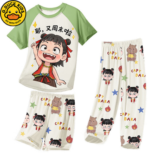 G.Duckkids Kinderpyjamas Little Boy Modal Dünner Sommer Junge mittelgroße Kinder Drei-teilige Heimkleidung Nezha Frühling und Sommer 1H-ST-12347 170 8 Größen (100-110) cm