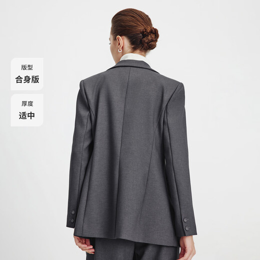 纳维凯尔意大利小帆船女士通勤休闲西服简约利落西装外套2331804506 灰XL