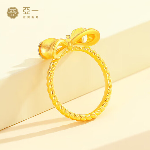 Yayi gold ring, fugitive princess ring, bow solid gold ring, gift for girlfriend, wife, birthday, Valentine's Day gift, circle number #19/approx. 1.4g