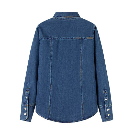 
Navigare Italian small sailboat long-sleeved denim shirt women's 2025 new pure cotton skin-friendly pointed-collar shirt casual top Navy blue L