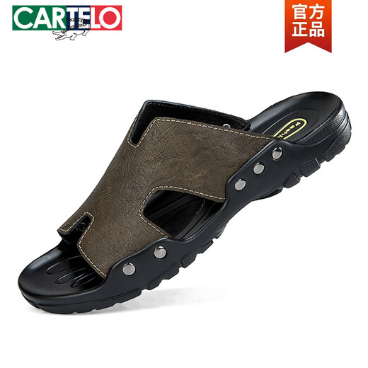 Cartelo Sandals Men's Summer New Style 47 Outdoor Ush 48 Plus Fat Plus grande taille 48 Sandales 50 surdimensionnées 51 en cuir authentique Soft 52 Slippers C / 1105 Black 38