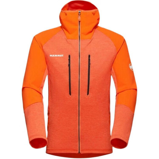 猛犸象MAMMUT 猛犸象Eiswand品牌Logo印花拼色连帽长袖夹克外套 蓝橘拼色 XL