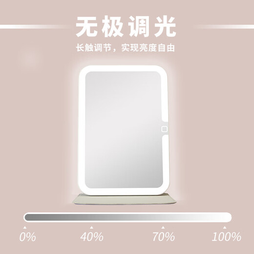Meebordi Smart Mirror Cosmetic Mirror with Light LED Portable Cosmetic Mirror Folding Cosmetic Mirror Infinite Dimming Fill-Light Beauty Instrument Desktop Dormitory New Year's Day Birthday Gift for Women Insured White