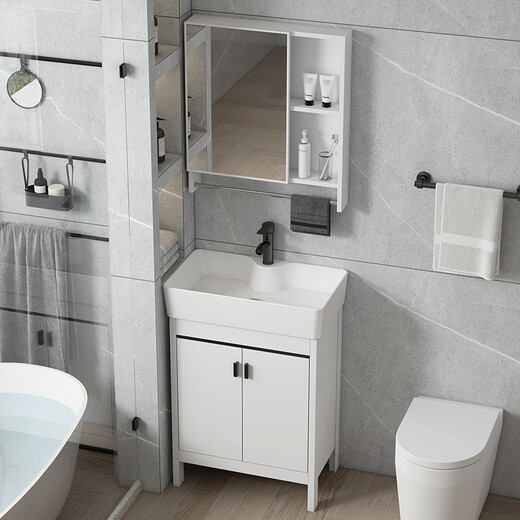 Dafify kleine Wohnungswaschbeckenschrank kombinierte bodenstehende Badezimmerschrank Keramik integriertes Becken Bad Waschbecken Waschbecken Waschbecken Pool weiße Tür 4837 cm