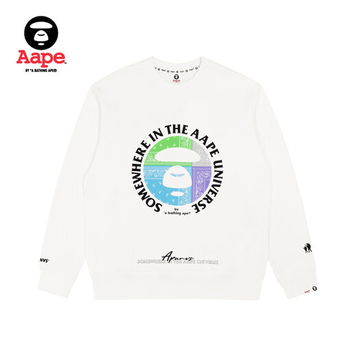 AAPE flagship store men's clothing spring and summer ape man letter print color spliced round neck sweatshirt 3883XXJ BKX/black S single size