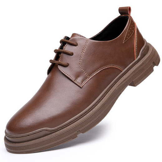 LEOSOXS2025 Autumn and Winter Leather Shoes Men's Casual British Martin Boots Men's Genuine Leather Korean Style Trendy Work Shoes Low-top Men's Shoes Brown 9922 44