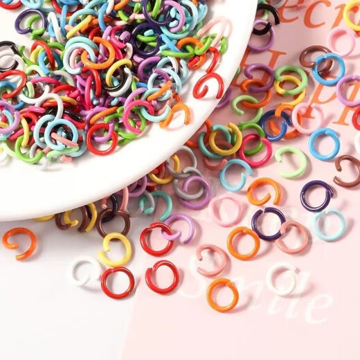 DIY homemade keychain pendant macaron color 8mm metal paint small single ring connecting ring open C ring accessories random mixed colors 50 pieces