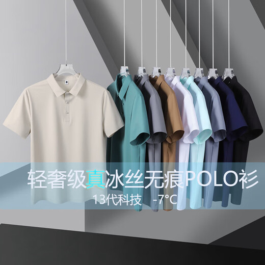 NASA Basis Licht Geschäft Traaceless Real Ice Seide Polo Shirt Kühle COOL CASISSLAGELN Dünnes Sweatshirt 12357# Graues Grün xl