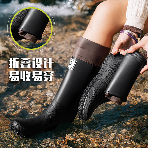 【户外必备】2025夏季新款雨林登山雨鞋雨靴防滑防水鞋赶海露营鞋 深灰色 （高筒） 40