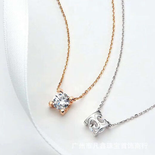 Chili 925 sterling silver diamond necklace for women rose gold color gold pendant bull head claw set diamond set chain 750 real diamond clavicle chain silver necklace