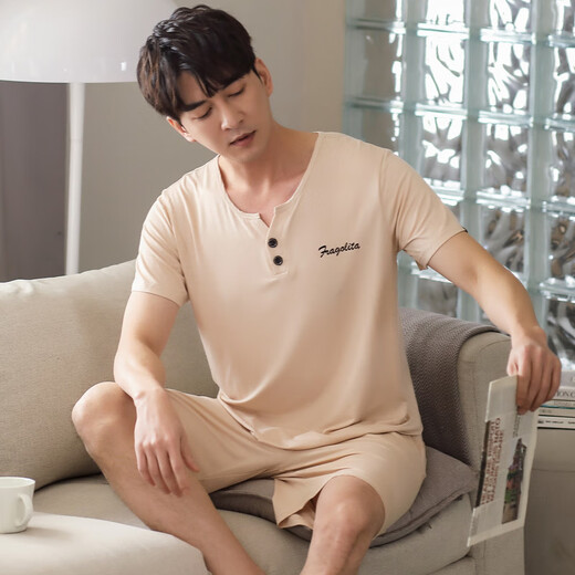 SEPTWOLVES 2025 new pajamas men's summer modal short-sleeved casual large-size suit for men's home clothes. AYX-3519 royal blue L (120-135Jin [Jin equals 0.5 kg])