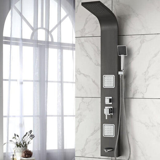 Jomoo 2025 neues Badezimmer-Duschwand-Säulen-Duschset aus Edelstahl 304, große Dusche mit heißem und kaltem Auslass, Wasserhahn, AB11304, Anti-Fingerabdruck-Bürsten