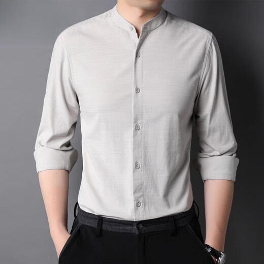 Hengyuanxiang printemps et automne Nouveau col chinois Collier blanc chemise blanche masculine à manches longues à manches longues de glace de glace à la ligne fine 9930 collier de stand blanc s 165 90jin [Jin est égal à 0,5 kg] -100jin [Jin est égal à 0,5 kg]
