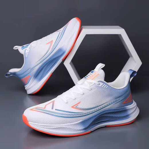 
Men's shoes for men's summer mesh sports shoes for men's breathable running students' versatile non-slip wear-resistant sports and leisure travel shoes FH-Sinuo LS826 white and blue 42