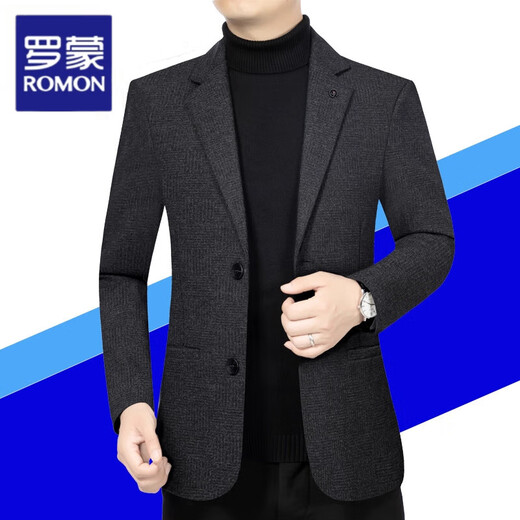 ROMON counter 2025 spring and autumn new high-end wool suit men's jacket middle-aged casual slim suit 261 black M 170100-125Jin Jin equals 0.5 kg