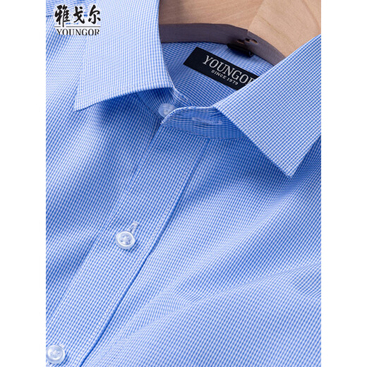 CEO Yageol plaid short-sleeved shirt middle-aged summer business men's clothing iron-free and anti-wrinkle workplace soft and skin-friendly shirt DX6626 38 [100-120Jin[Jin equals 0.5 kg]]