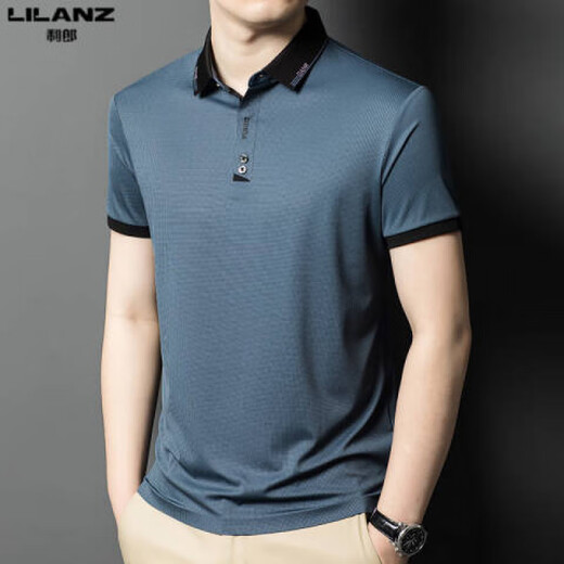 
Lilang 2025 new men's short-sleeved T-shirt summer ice silk lapel top middle-aged and young business casual POLO shirt brown 13573 M 165
