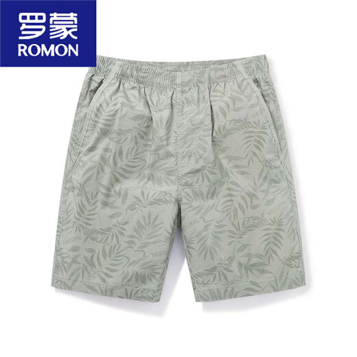 罗蒙（ROMON）夏季薄款中裤宽松5分棉居家沙滩裤中裤外穿休闲短裤男士五分裤 9215深青 3XL