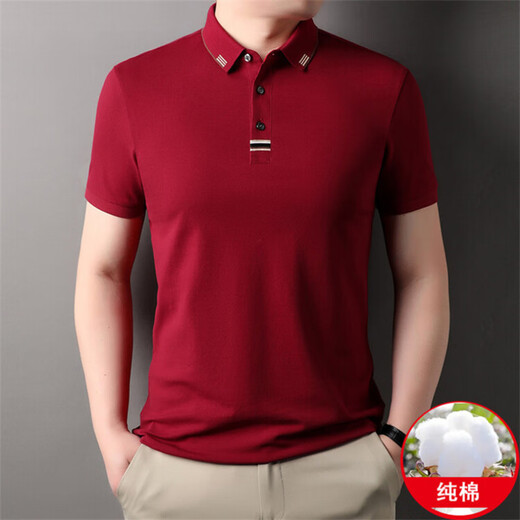 DVW国际男装品牌短袖T恤男夏季爸爸装纯棉商务休闲时尚polo半袖 蓝色 2XL 54【140-160斤】