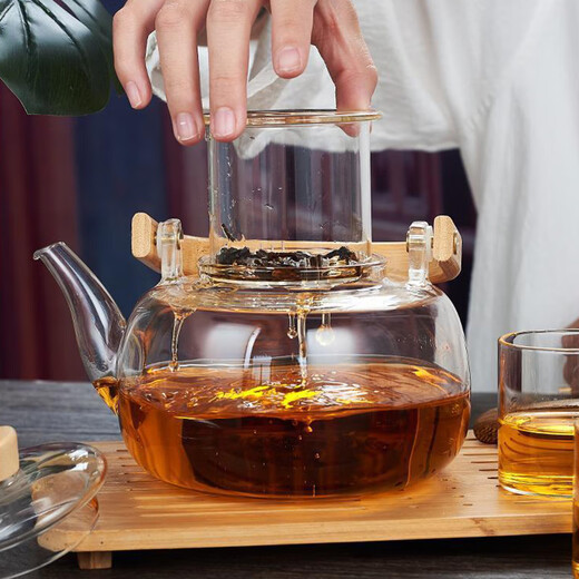 Yuanqing Jiasheng glass teapot high temperature resistant high borosilicate glass teapot filter flower teapot large capacity 1000ml square handle