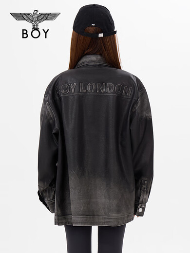 BOY LONDONBOYLONDON spring couple style long-sleeved three-dimensional letter gradient retro style imitation leather jacket N44001 Gray XS