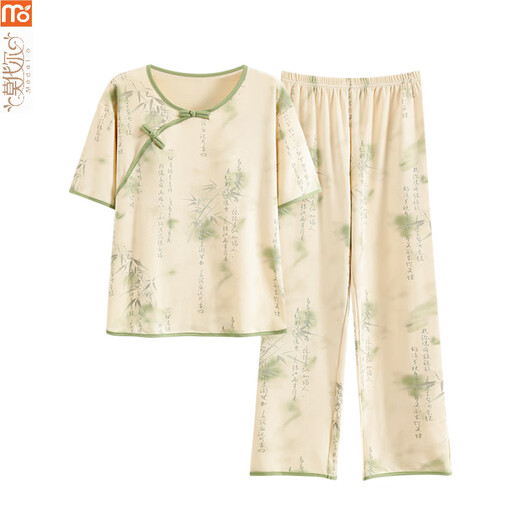 Modal pajamas for women in summer 2025 new short-sleeved suit new Chinese style thin trousers for outdoor wear LZY9905 M (recommended 75-95Jin [Jin equals 0.5 kg])