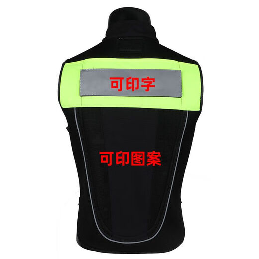 Motorcycle riding clothing men's summer reflective clothing vest printed bicycle vest team uniform motorcycle travel uniform JK-34 green (with back protector-printed image) 5XL