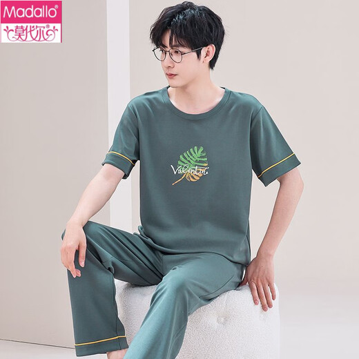 Modal Internet Celebrity Herren-Pyjama im Sommer reines Baumwoll-Kurzärärmelen großer Sommerdünnstil für Freizeit 3523 L Männer 100-120jin [Jin entspricht 0,5 kg]