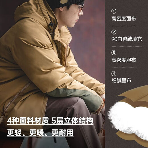 马登工装美式复古连帽羽绒服男秋冬加厚保暖外套90白鸭绒男士防寒衣服 深灰色 【羽绒服男款/冬季外套男/2025最新款】 XL （155-170斤）