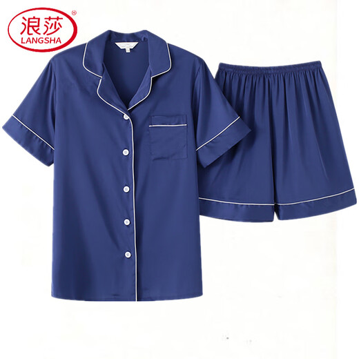 Langsha 2025 Leichte Luxus-Satin-Pyjamas Fraueneiseice Seiden Kurzarm Shorts sexy dünne Imitation Seiden-Stritzjagd Zweiteiler 3899 Bohnenpaste M (85-100Jin [Jin Equals Equals Equals]))