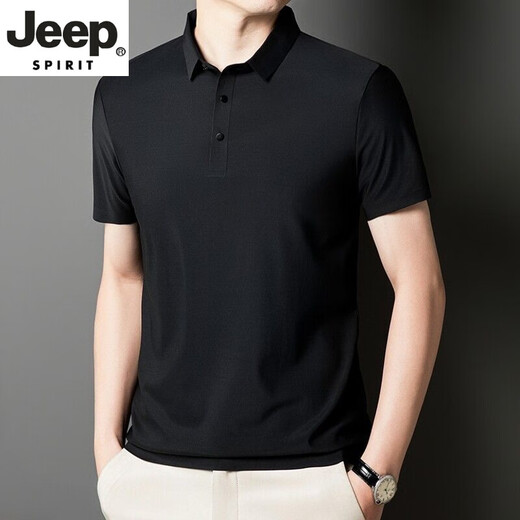 JEEP SPIRIT无痕短袖polo.衫中年爸爸翻领T恤冰丝夏季男士半袖上衣休闲商务 海棠红 12358短*袖POLO衫 M 90-110斤左右